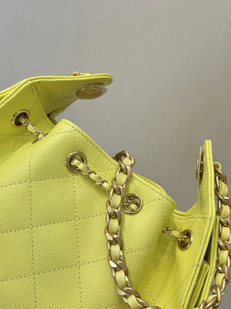 Chanel AS5631 Mini Hobo Calfskin & Gold-Tone Metal Lemon Yellow - Default Title - View 7