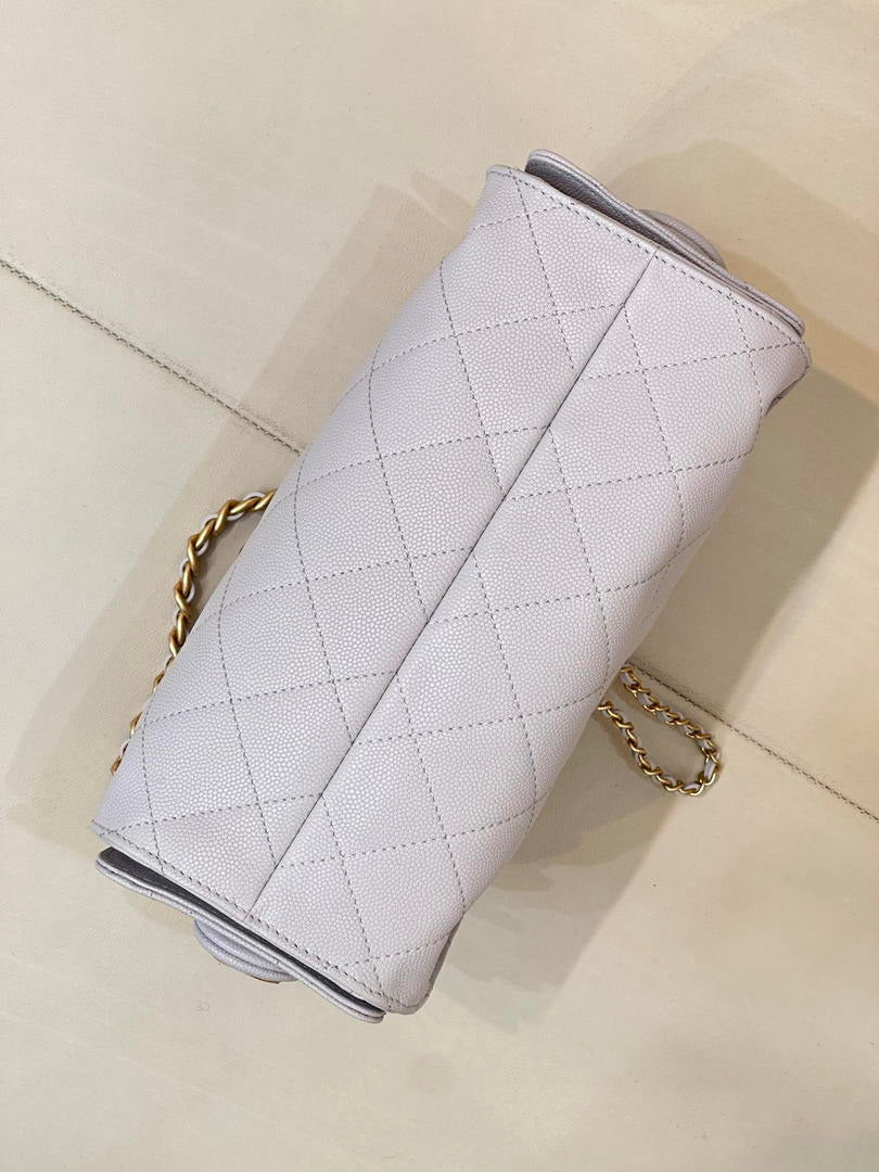 Chanel AS5631 Mini Hobo Calfskin & Gold-Tone Metal Ligth Gray