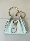 Chanel AS5631 Mini Hobo Calfskin & Gold-Tone Metal Mint Green