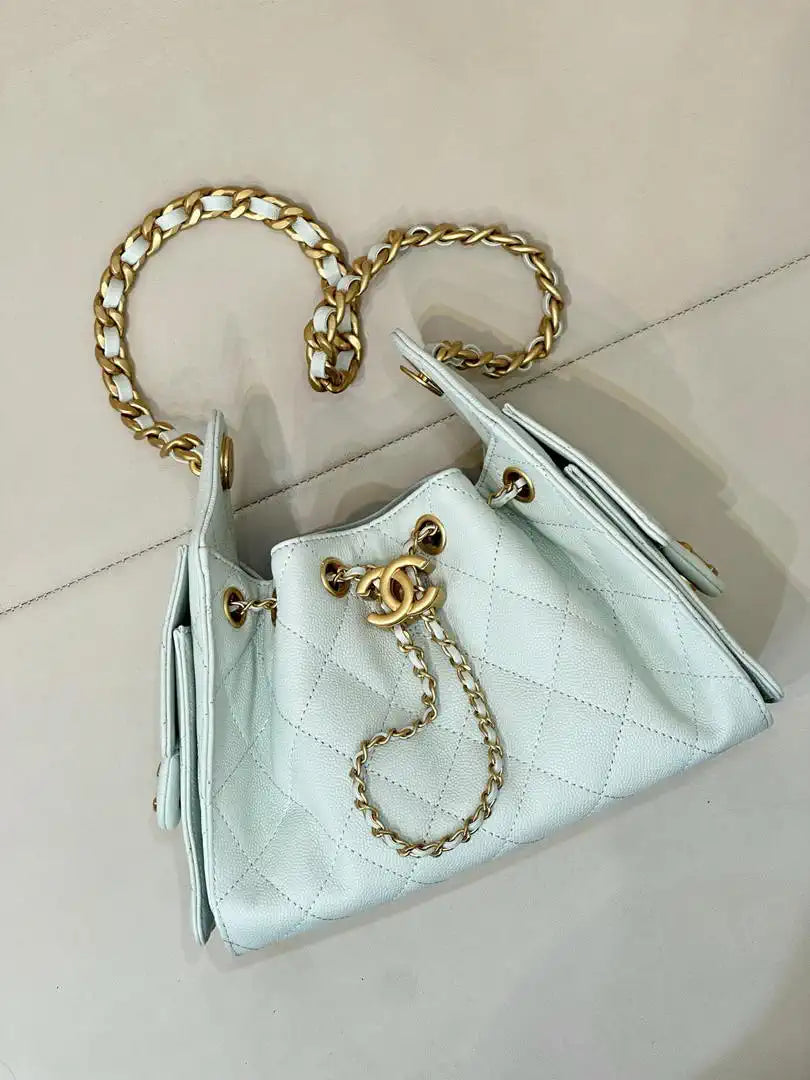 Chanel AS5631 Mini Hobo Calfskin & Gold-Tone Metal Mint Green