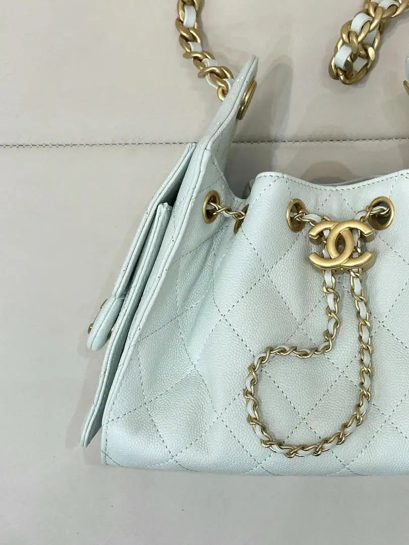 Chanel AS5631 Mini Hobo Calfskin & Gold-Tone Metal Mint Green