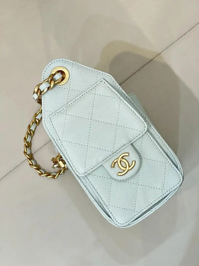 Chanel AS5631 Mini Hobo Calfskin & Gold-Tone Metal Mint Green