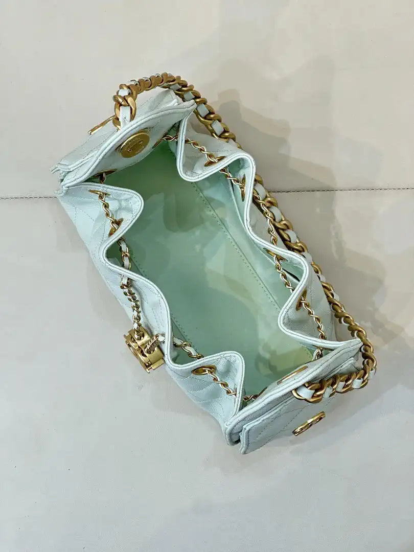 Chanel AS5631 Mini Hobo Calfskin & Gold-Tone Metal Mint Green