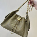 Chanel AS5631 Mini Hobo Calfskin & Gold-Tone Metal Olive Green - Default Title - View 1