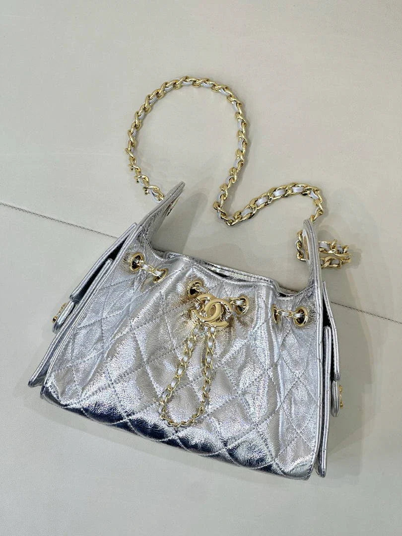 Chanel AS5631 Mini Hobo Metallic calfskin Silver - Default Title - View 2