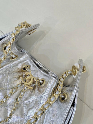 Chanel AS5631 Mini Hobo Metallic calfskin Silver - Default Title - View 4