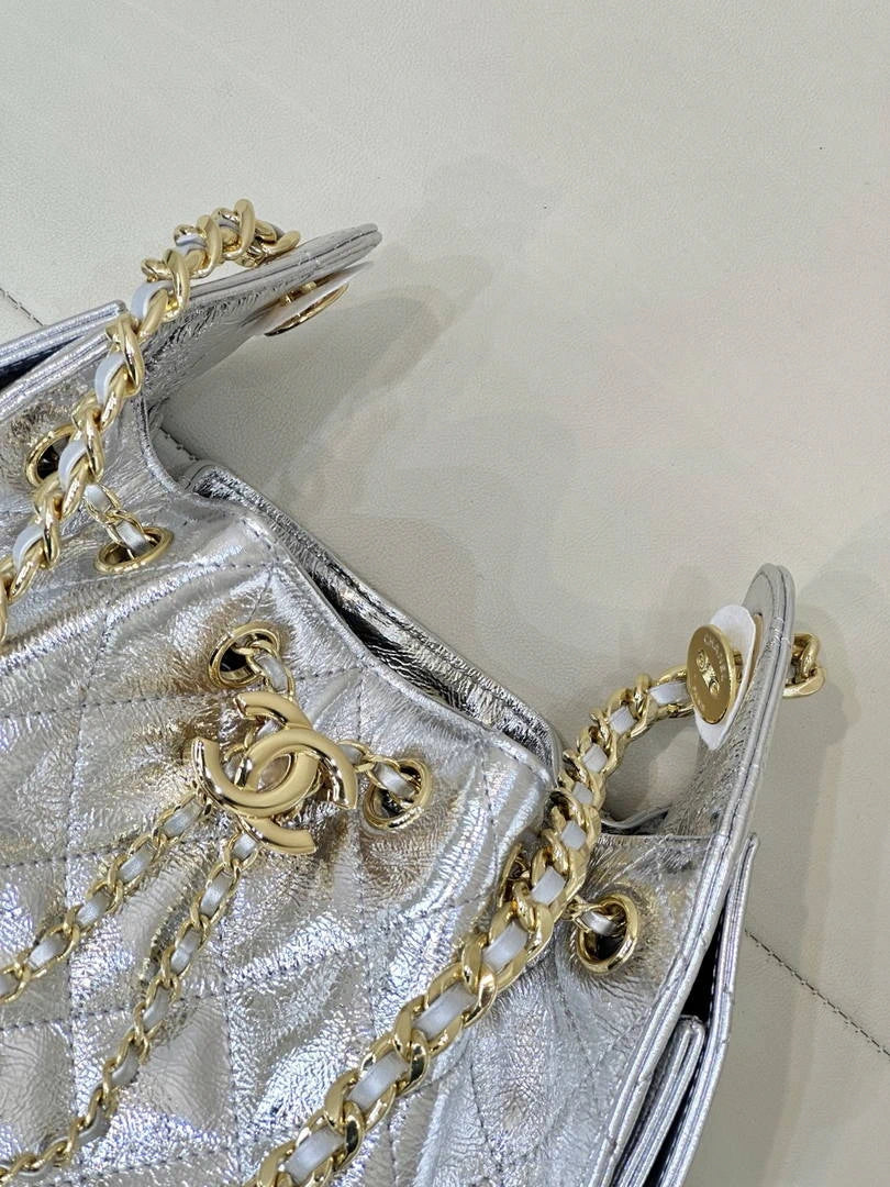 Chanel AS5631 Mini Hobo Metallic calfskin Silver - Default Title - View 4