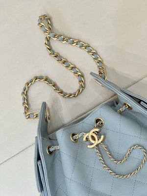 Chanel AS5631 Mini Hobo Calfskin & Gold-Tone Metal Sky Blue - Default Title - View 3