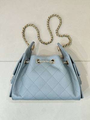 Chanel AS5631 Mini Hobo Calfskin & Gold-Tone Metal Sky Blue - Default Title - View 5