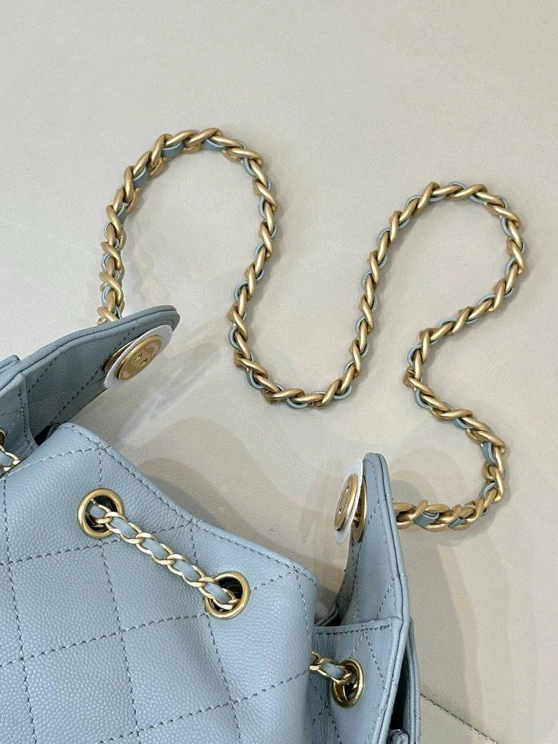 Chanel AS5631 Mini Hobo Calfskin & Gold-Tone Metal Sky Blue - Default Title - View 7