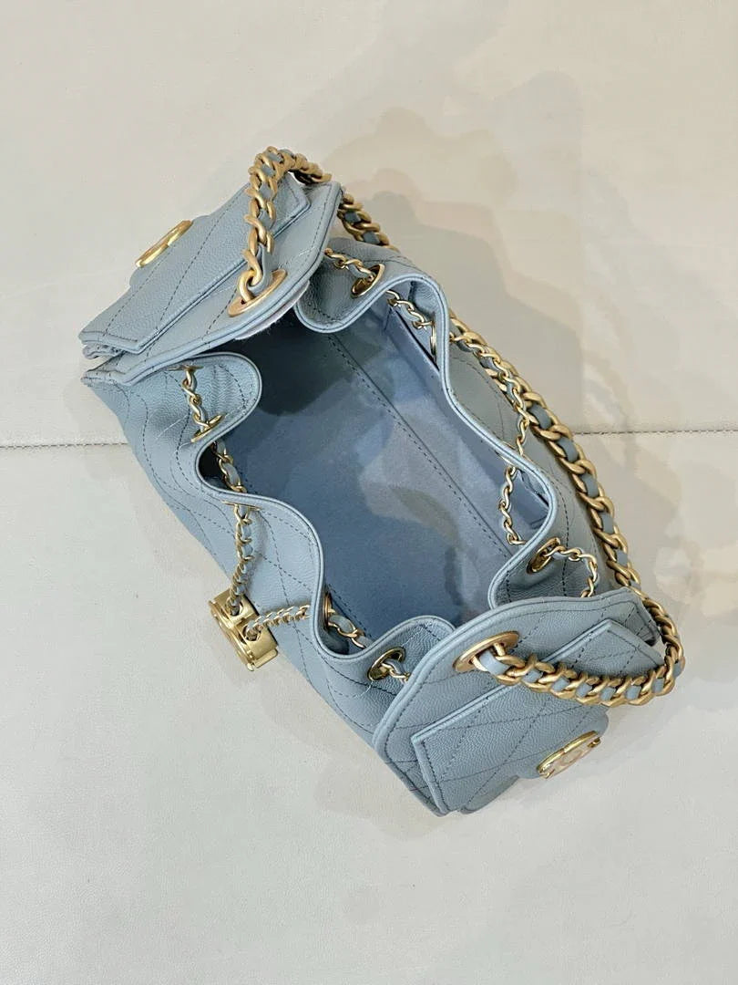 Chanel AS5631 Mini Hobo Calfskin & Gold-Tone Metal Sky Blue - Default Title - View 9