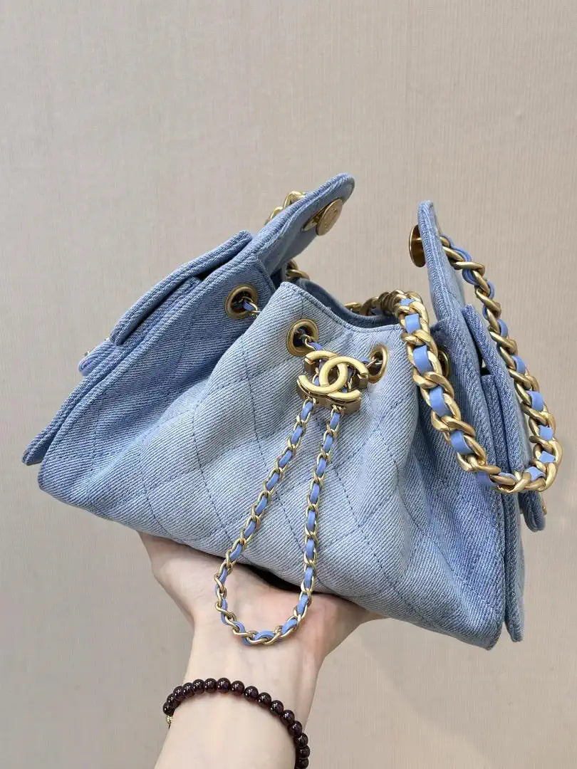 Chanel AS5631 Mini Hobo Denim Blue & Gold-Tone Metal