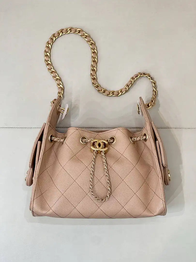 Chanel AS5631 Mini Hobo Calfskin Light Brown