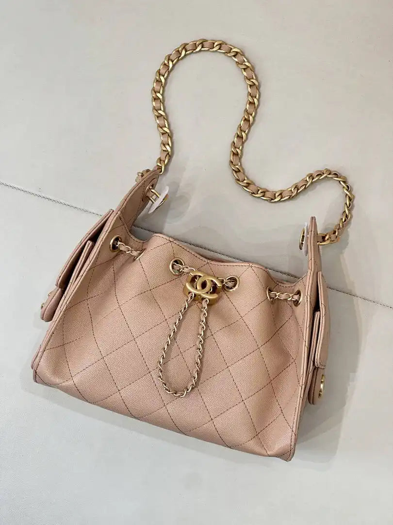 Chanel AS5631 Mini Hobo Calfskin Light Brown
