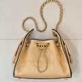 Chanel AS5631 Mini Hobo Handbags Braided Raffia Calfskin & Gold-Tone Beige & Black - Default Title - View 1