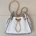 Chanel AS5631 Mini Hobo Handbags Braided Raffia Calfskin & Gold-Tone White - Default Title - View 1
