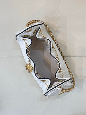 Chanel AS5631 Mini Hobo Handbags Braided Raffia Calfskin & Gold-Tone White - Default Title - View 9