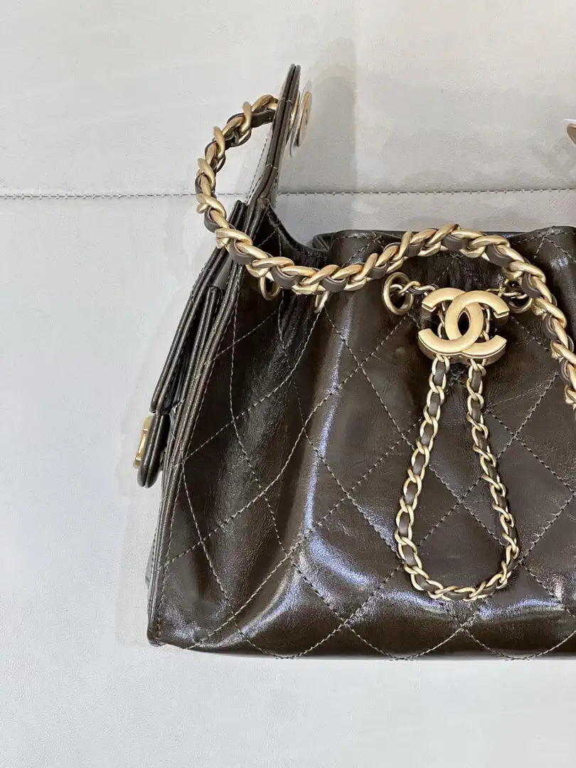 Chanel AS5631 Mini Hobo Lambskin &  Gold-Tone Dark Green