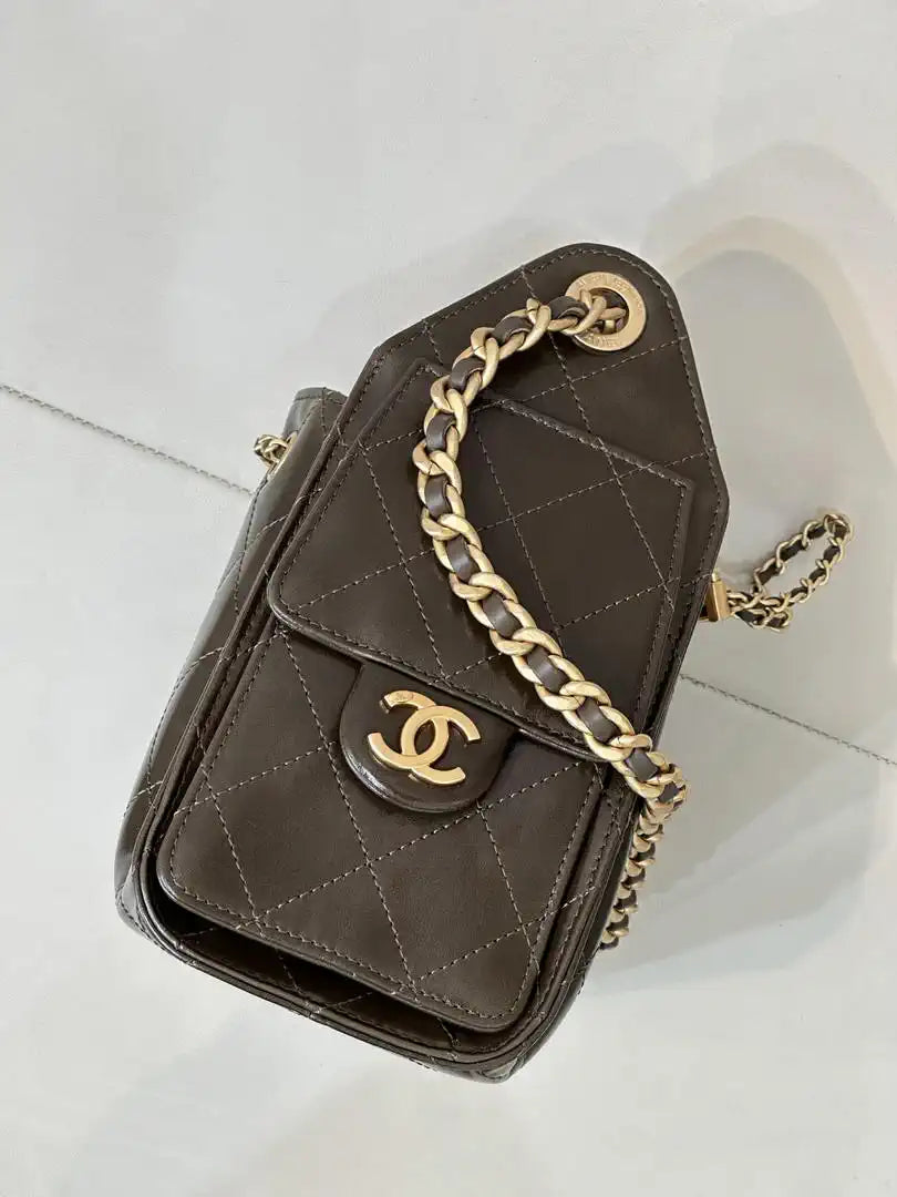 Chanel AS5631 Mini Hobo Lambskin &  Gold-Tone Dark Green