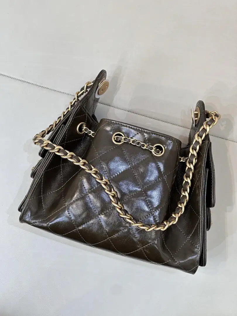 Chanel AS5631 Mini Hobo Lambskin &  Gold-Tone Dark Green
