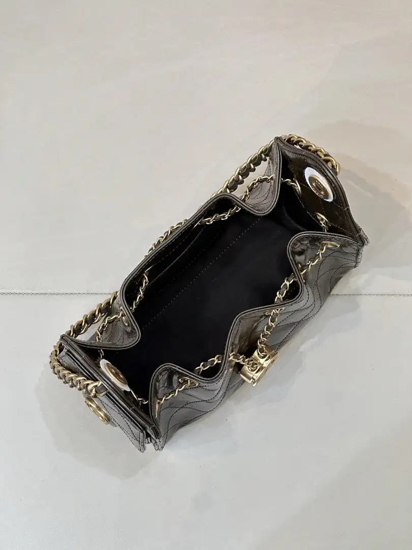 Chanel AS5631 Mini Hobo Lambskin &  Gold-Tone Dark Green