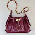 Chanel AS5631 Mini Hobo Lambskin & Gold-Tone Metal Wine Red