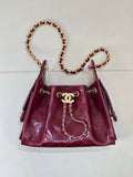 Chanel AS5631 Mini Hobo Lambskin & Gold-Tone Metal Wine Red