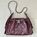Chanel AS5631 Mini Hobo Shiny Crumpled Calfskin & Silver-Tone Metal  Dark Burgundy - Default Title - View 1