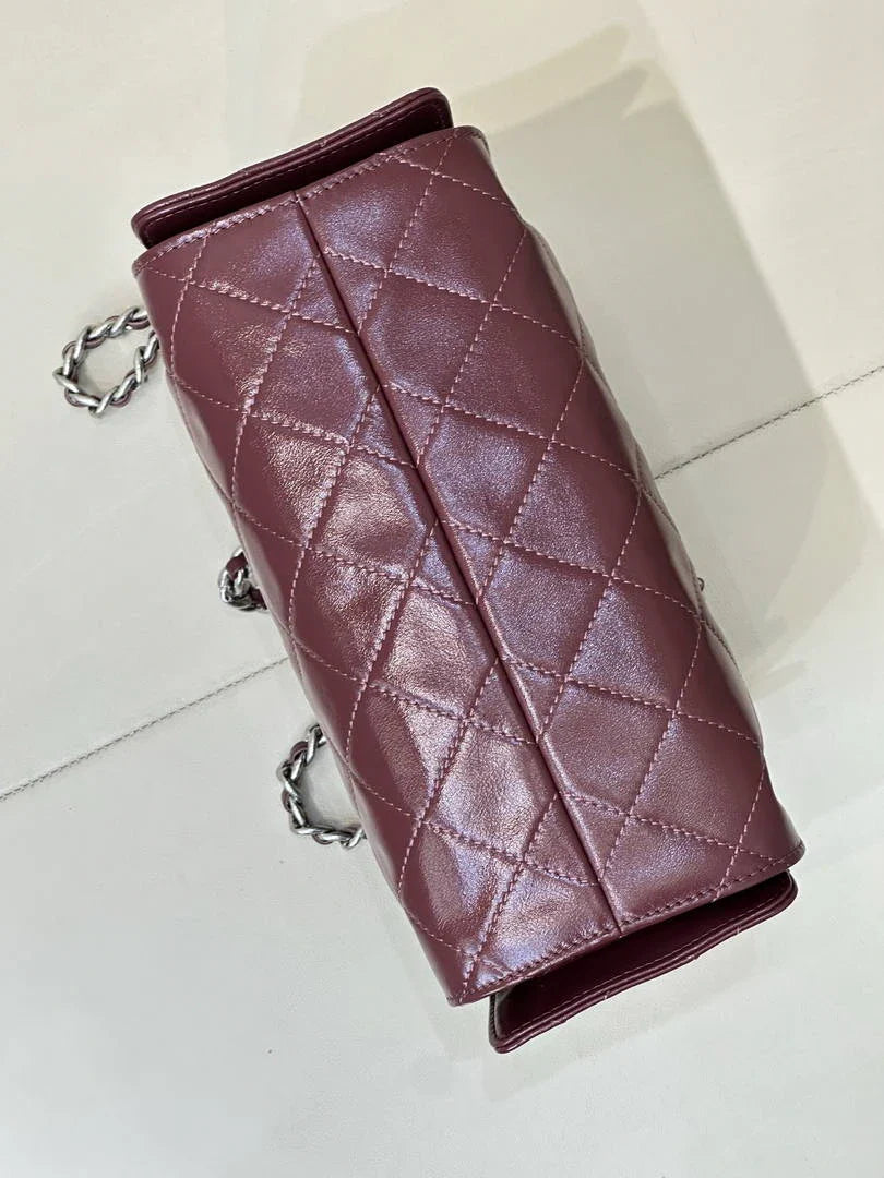 Chanel AS5631 Mini Hobo Shiny Crumpled Calfskin & Silver-Tone Metal  Dark Burgundy - Default Title - View 9