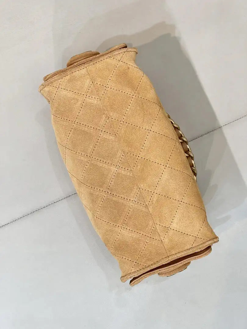 Chanel AS5631 Mini Hobo Suede & Gold-Tone Metal Apricot