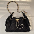 Chanel AS5631 Mini Hobo Suede & Gold-Tone Metal  Black