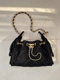 Chanel AS5631 Mini Hobo Suede & Gold-Tone Metal  Black