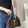 Chanel AS5631 Mini Hobo Suede & Gold-Tone Metal Coffee Brown