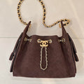 Chanel AS5631 Mini Hobo Suede & Gold-Tone Metal Haze Dark Brown