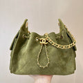 Chanel AS5631 Mini Hobo Suede & Gold-Tone Metal Haze Green