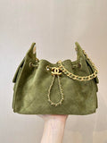 Chanel AS5631 Mini Hobo Suede & Gold-Tone Metal Haze Green