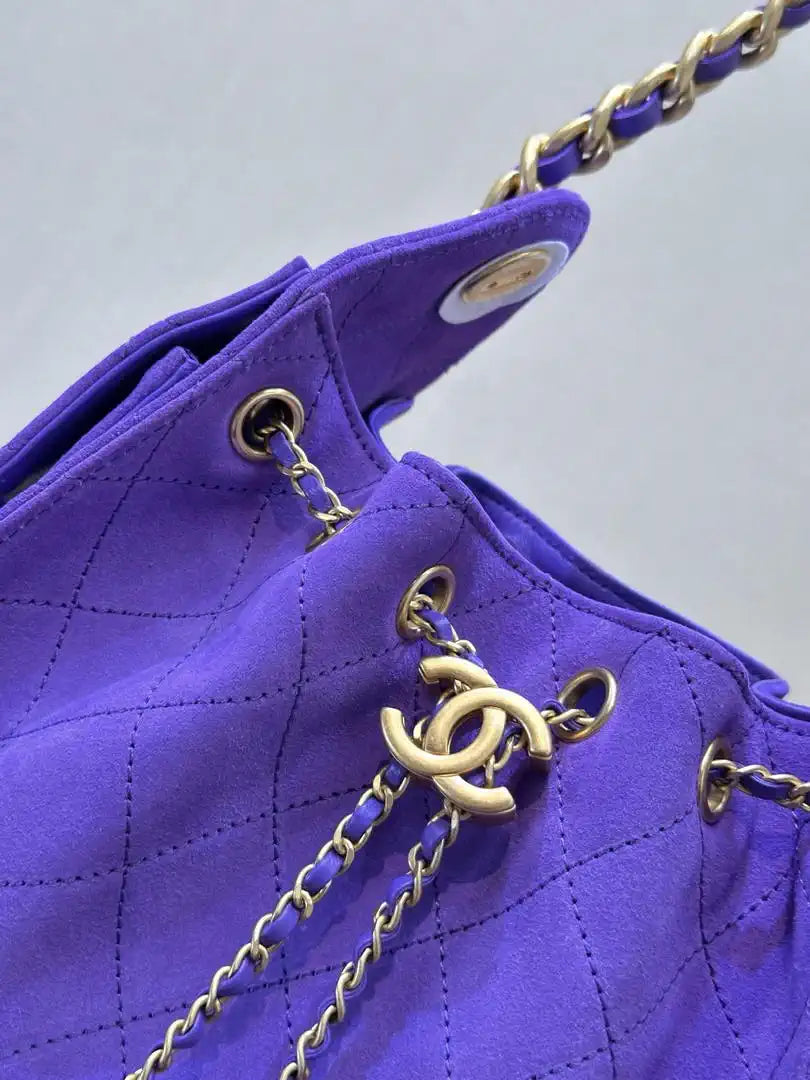 Chanel AS5631 Mini Hobo Suede & Gold-Tone Metal Purple