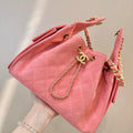 Chanel AS5631 Mini Hobo Suede & Gold-Tone Metal Haze Rose Red