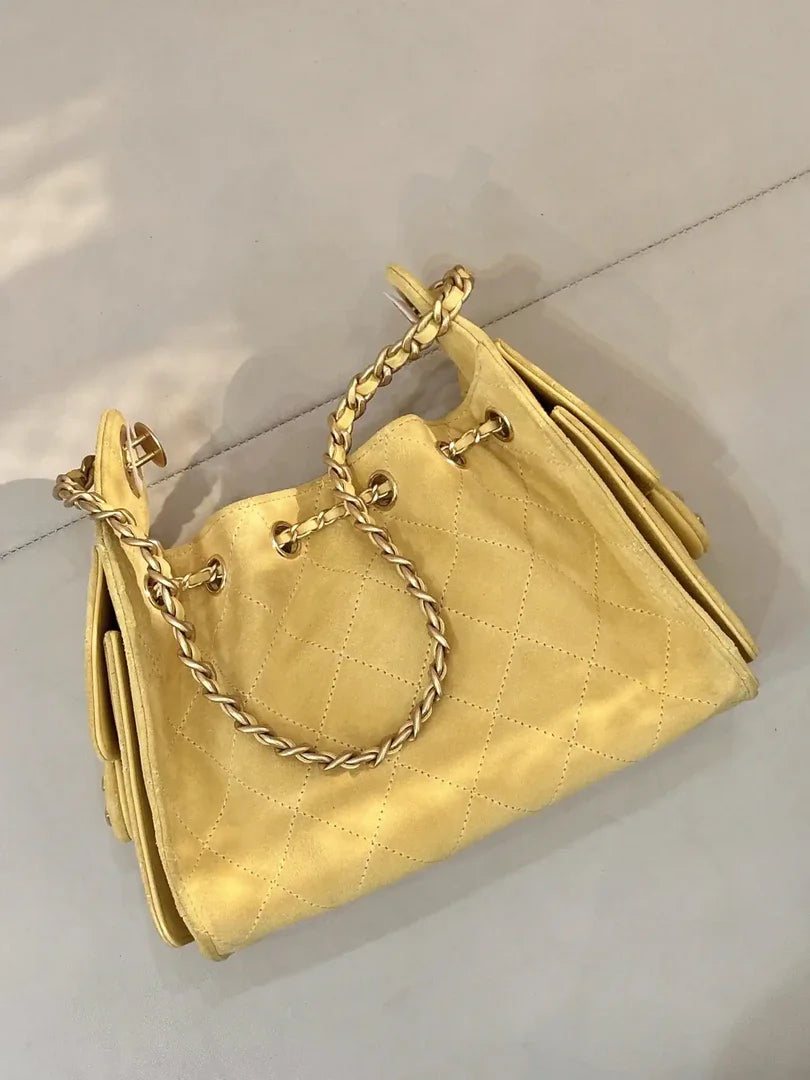 Chanel AS5631 Mini Hobo Suede & Gold-Tone Metal Yellow