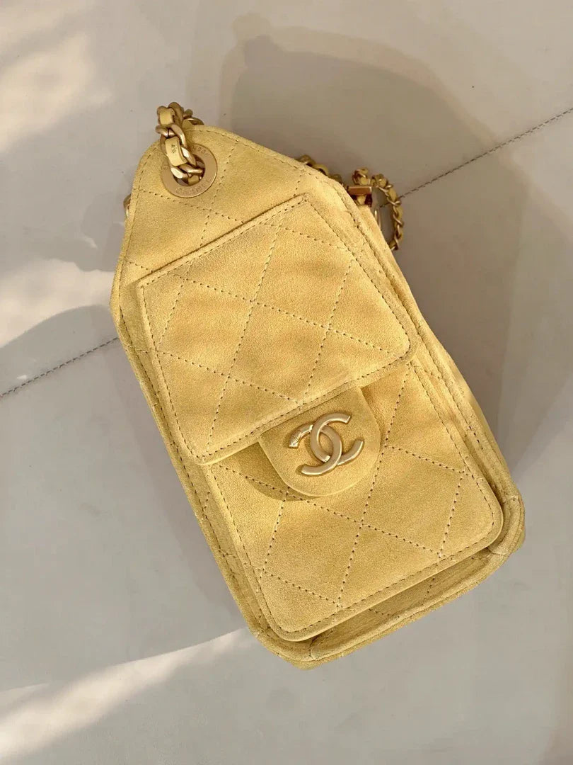 Chanel AS5631 Mini Hobo Suede & Gold-Tone Metal Yellow
