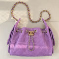 Chanel AS5631 Mini Hobo Suede & Gold-Tone Metal Rose Red Purple