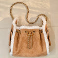 Chanel AS5631 Mini Hobo Suede Shearling Sheepskin & Gold-Tone Metal Tan