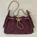 Chanel AS5631 Mini Hobo Suede Wine Red