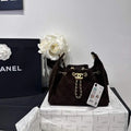 Chanel AS5631 Mini Hobo Velvet & Gold-Tone Metal Brown