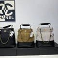 Chanel AS5636 Shopping Bag Suede Calfskin Shiny Lambskin Black & Brown