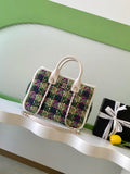 Chanel AS5688 25N Small Tote Tweed  Shearling Lambskin Purple & Green