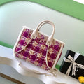 Chanel AS5688 25N Small Tote Tweed  Shearling Lambskin Purple & Brown