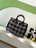 Chanel AS5688 25N Small Tote Tweed  Shearling Lambskin Black & Grey