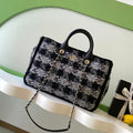 Chanel AS5689 Tweed Shearling Lambskin Black& Grey