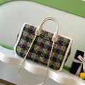Chanel AS5689 25N Tweed Shearling Lambskin Green & Purple